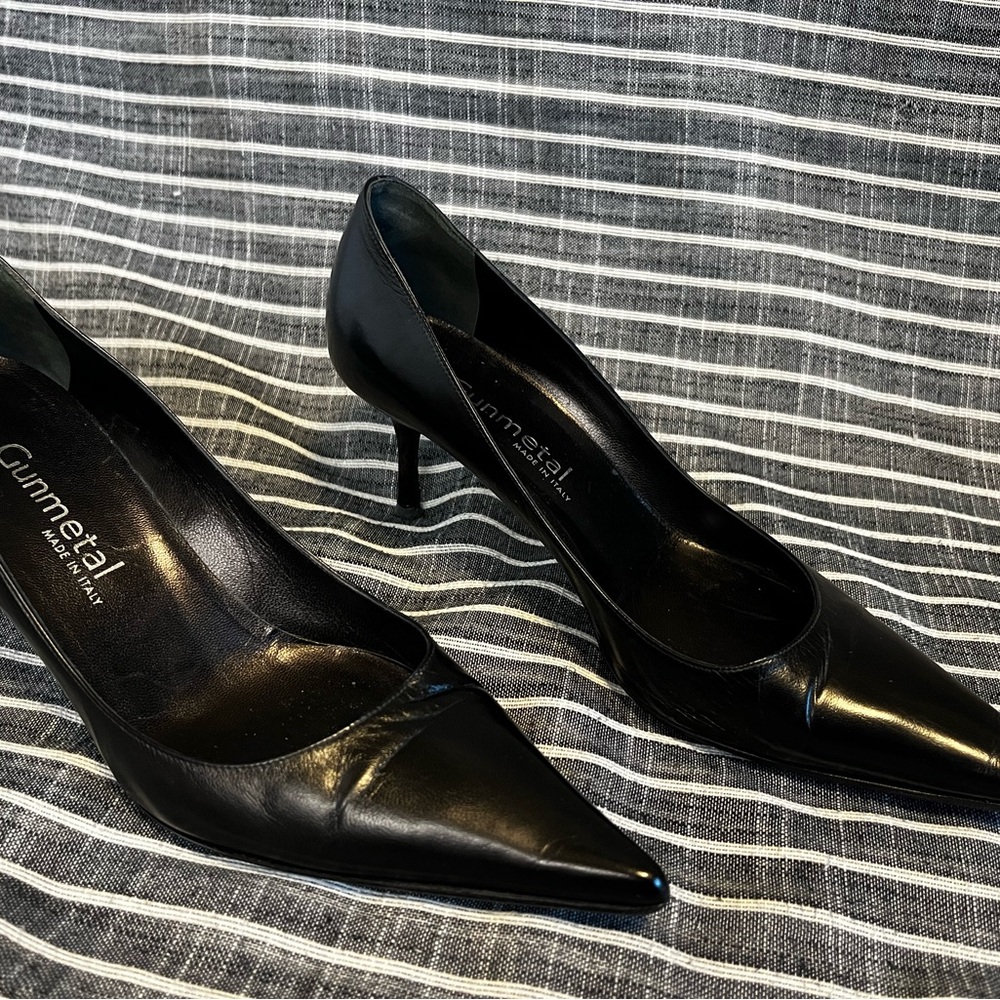 Vero Cuoio Gunmetal Black Leather Heels